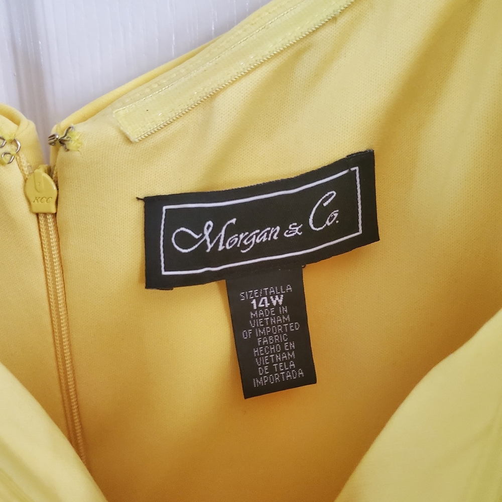 Morgan & Co. Yellow Off-Shoulder Gown for Weddings - Picture 3 of 10
